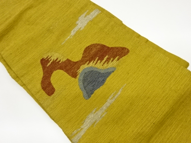 JAPANESE KIMONO / VINTAGE NAGOYA OBI / TSUMUGI / WOVEN DISTANT MOUNTAINS & MIST